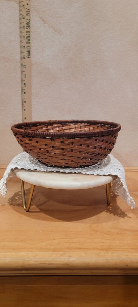 Handwoven Vintage Delicate Weave Dark & med stained Wicker Basket Decorative Basket bread server, napkin holder, table display