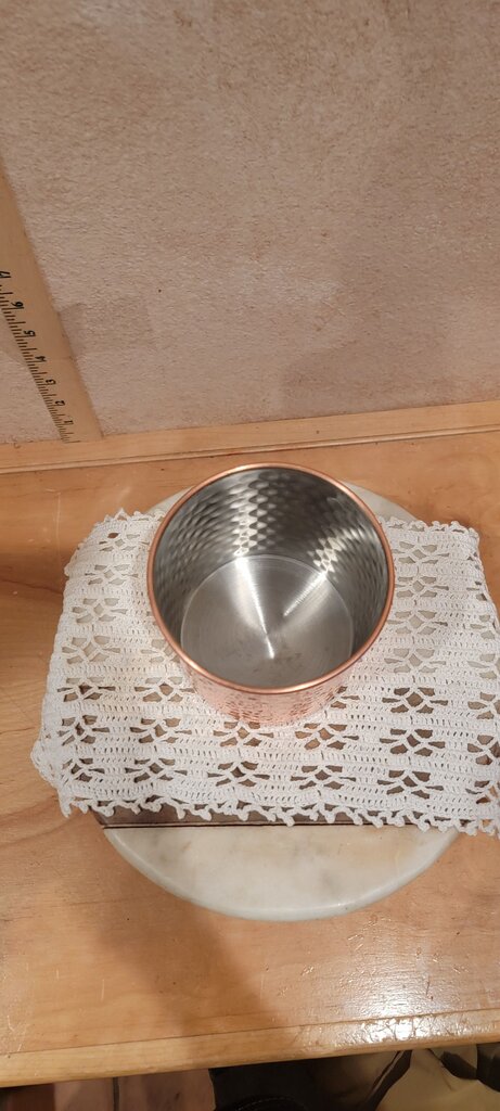 Copper Water Glass Tumbler Hammered Drinkware, barware, Ginger Beer Cocktail utensil organizer display
