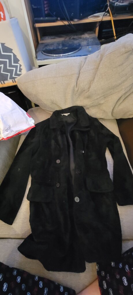 Black Faux Fur Double-Breasted Coat by Explosion