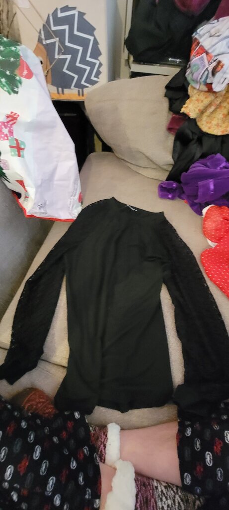 Black Long Sleeve Top with Lace Accents