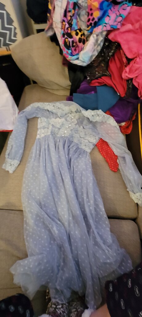 Blue Polka Dot Dress with Lace