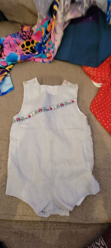 Striped Toddler Romper with Train Embroidery
