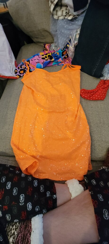 Bright Orange Sequin Tank Top