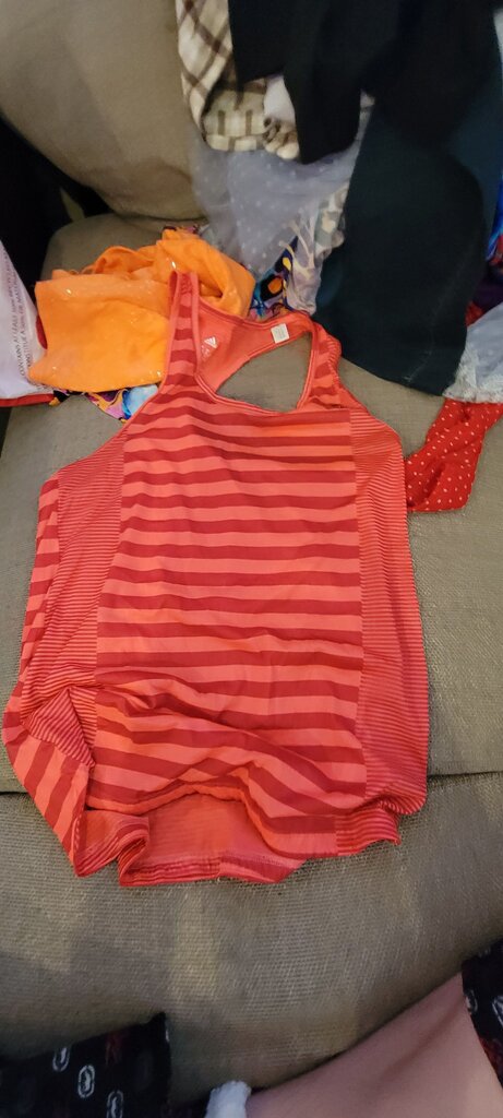 Adidas Climalite Orange Striped Tank Top