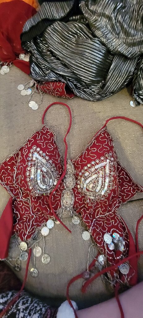 Beaded Red Belly Dance Top