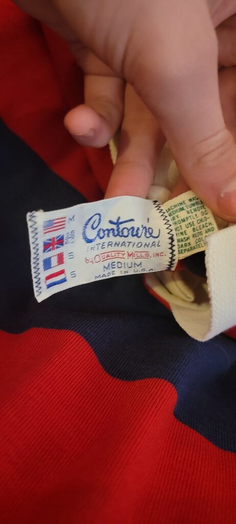 Contoure's International Red and Navy Striped Polo Shirt