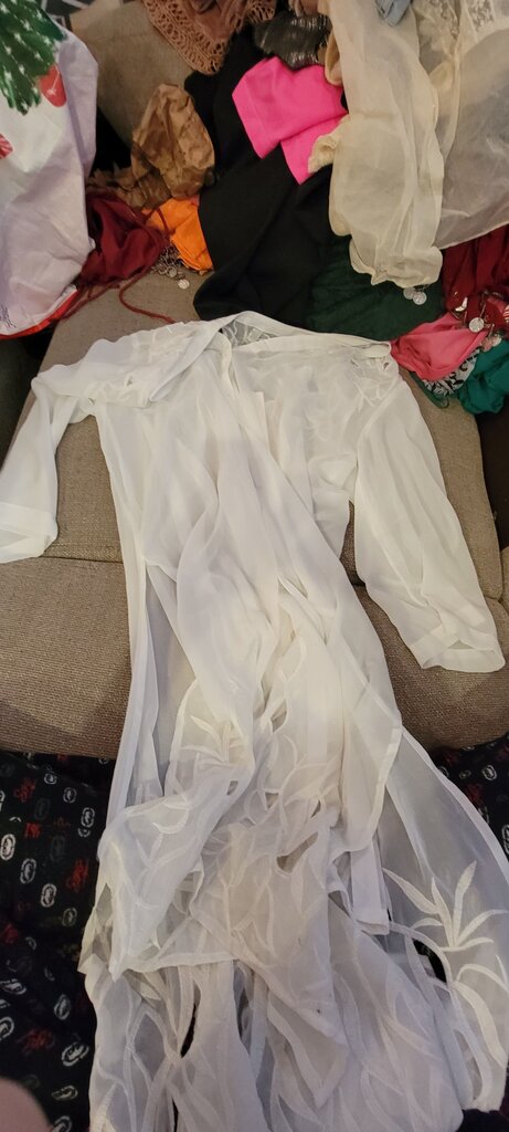 White Sheer Dress with Floral Design