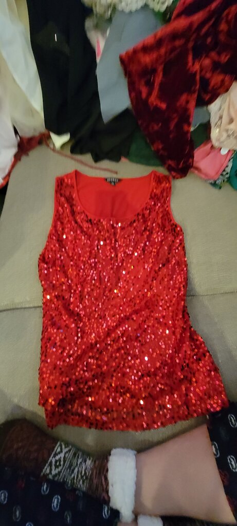 George Red Sequin Tank Top