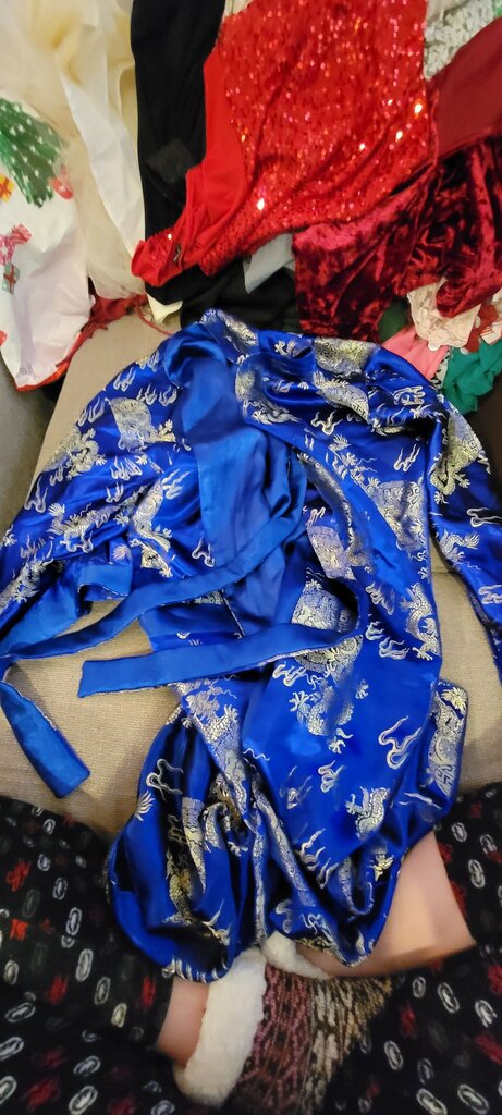 Blue Silk Robe with Dragon Design