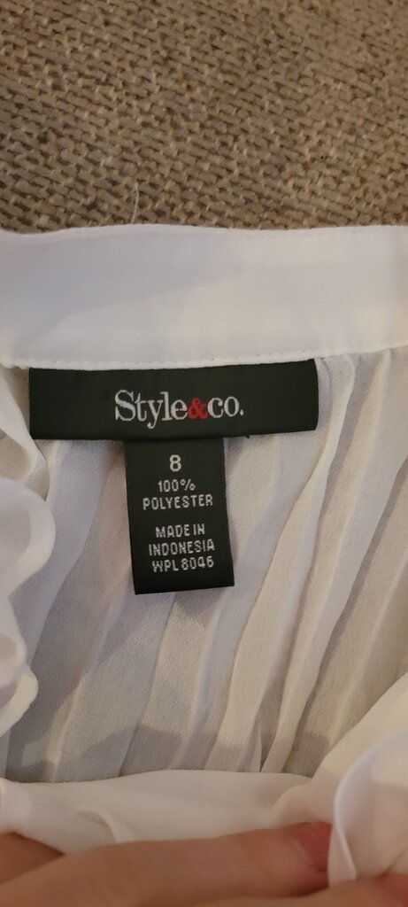 Style&co. Women's White Blouse with Ruffle Detail