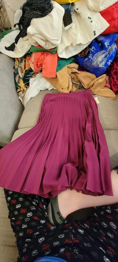 Plum Pleated Skirt