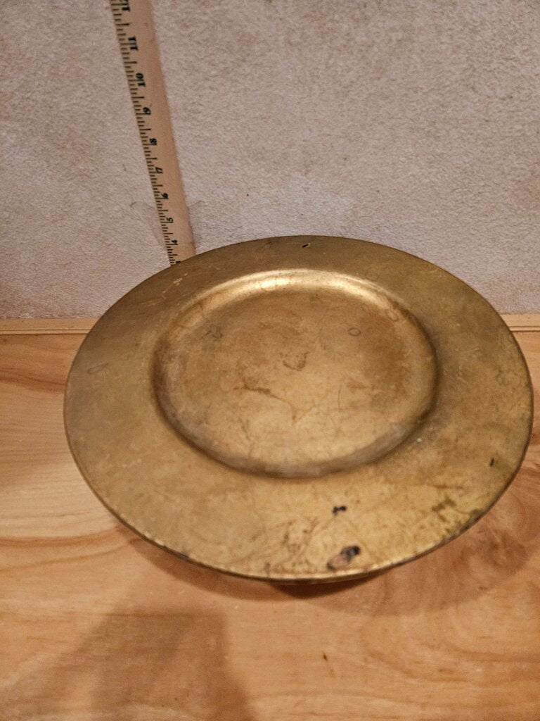Vintage Gold Gilded Italian pottery charger Serving Plate vignette candle display barware tray