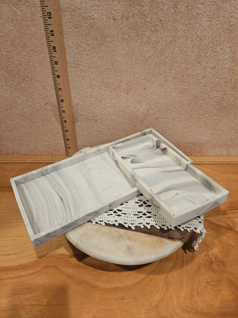 Vanity Tray, Marble Decor Ceramic Jewelry Dish Bathroom Vanity Organizer