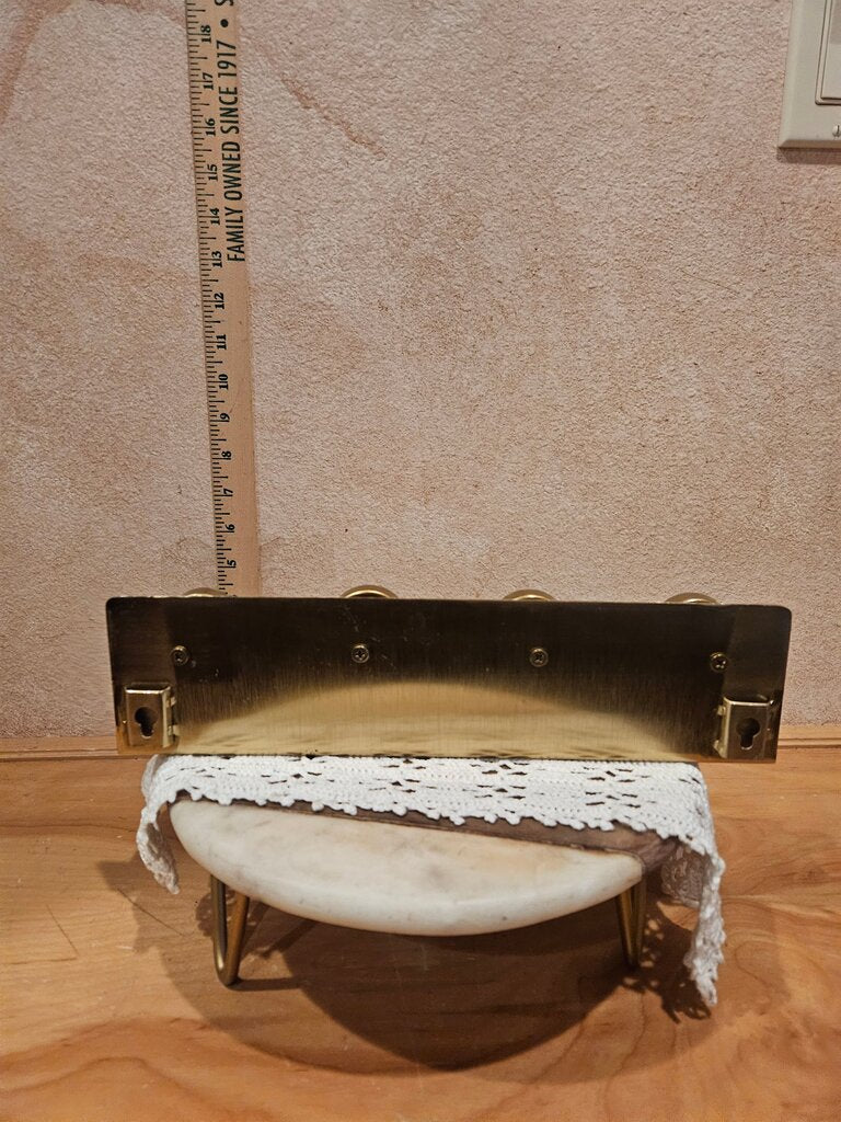 Brass and marble wall hooks with shelf Elegant closet organizer bath towel rack