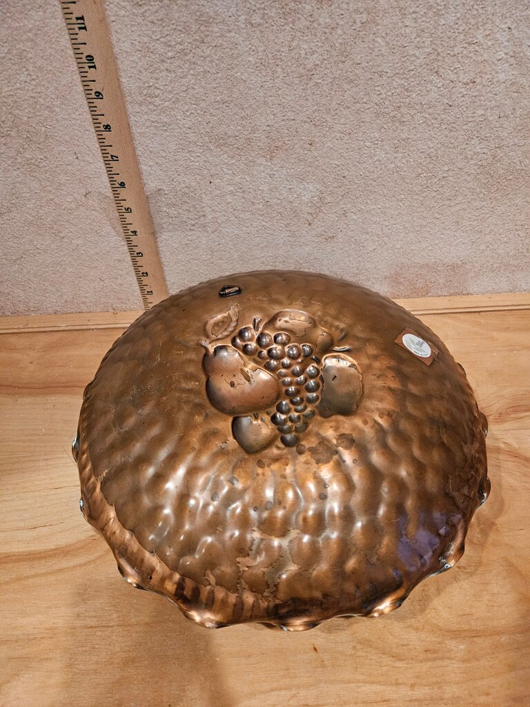Vintage Gregorian Hand Hammered Copper Wall Fruit Motif Display Platter USA Made