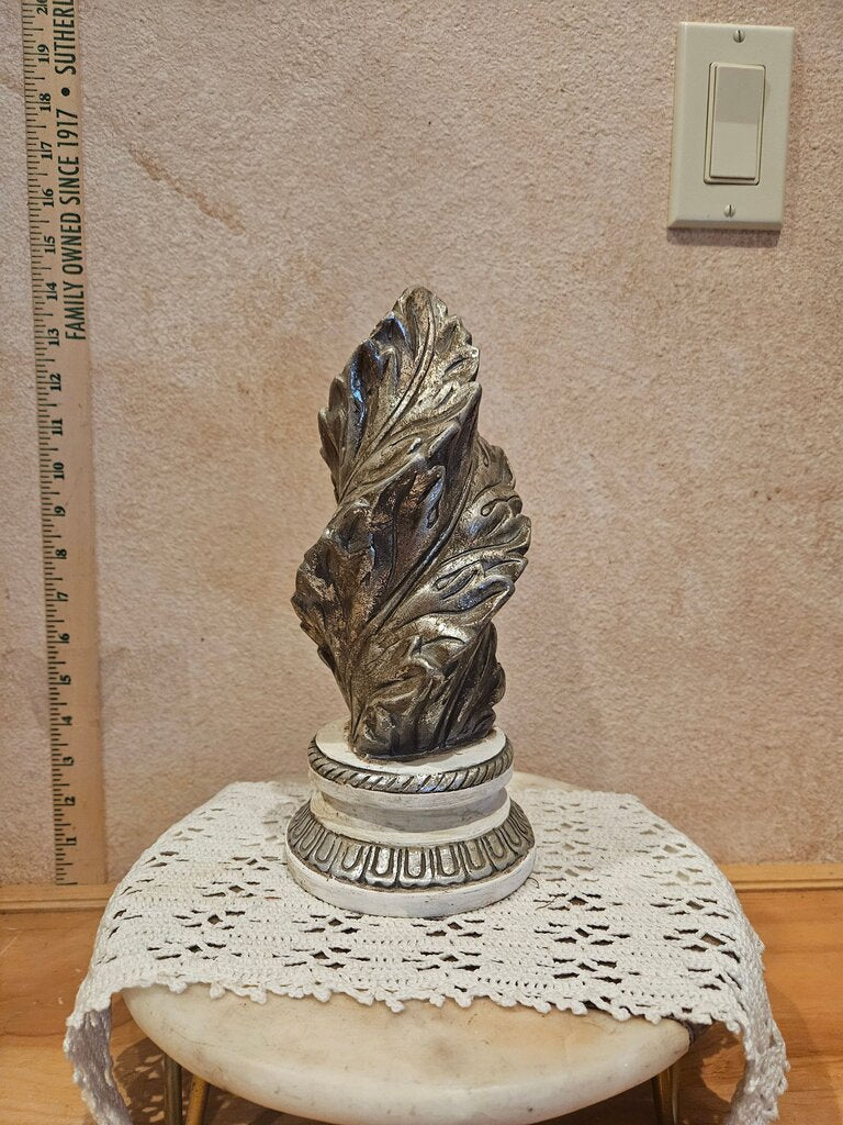 Decorative SHABBY FRENCH Style Sculptural Swirl ACANTHUS LEAF FINIAL DECOR Silver Leaf Sculpture Art Deco Style