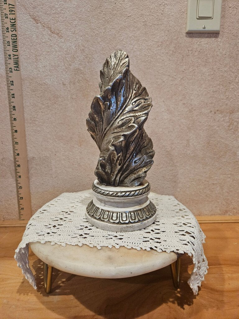 Decorative SHABBY FRENCH Style Sculptural Swirl ACANTHUS LEAF FINIAL DECOR Silver Leaf Sculpture Art Deco Style