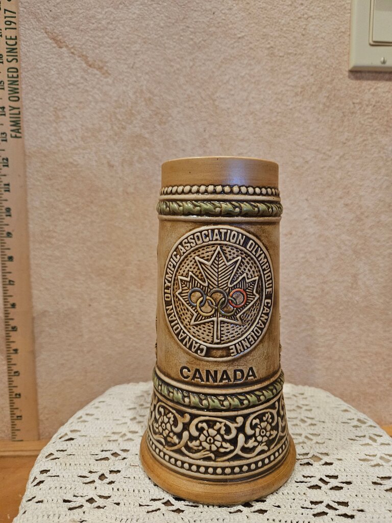 ThriftCHI Ceramarte German Style Beer Stein Canada Olympic Association Barware Stein Mug