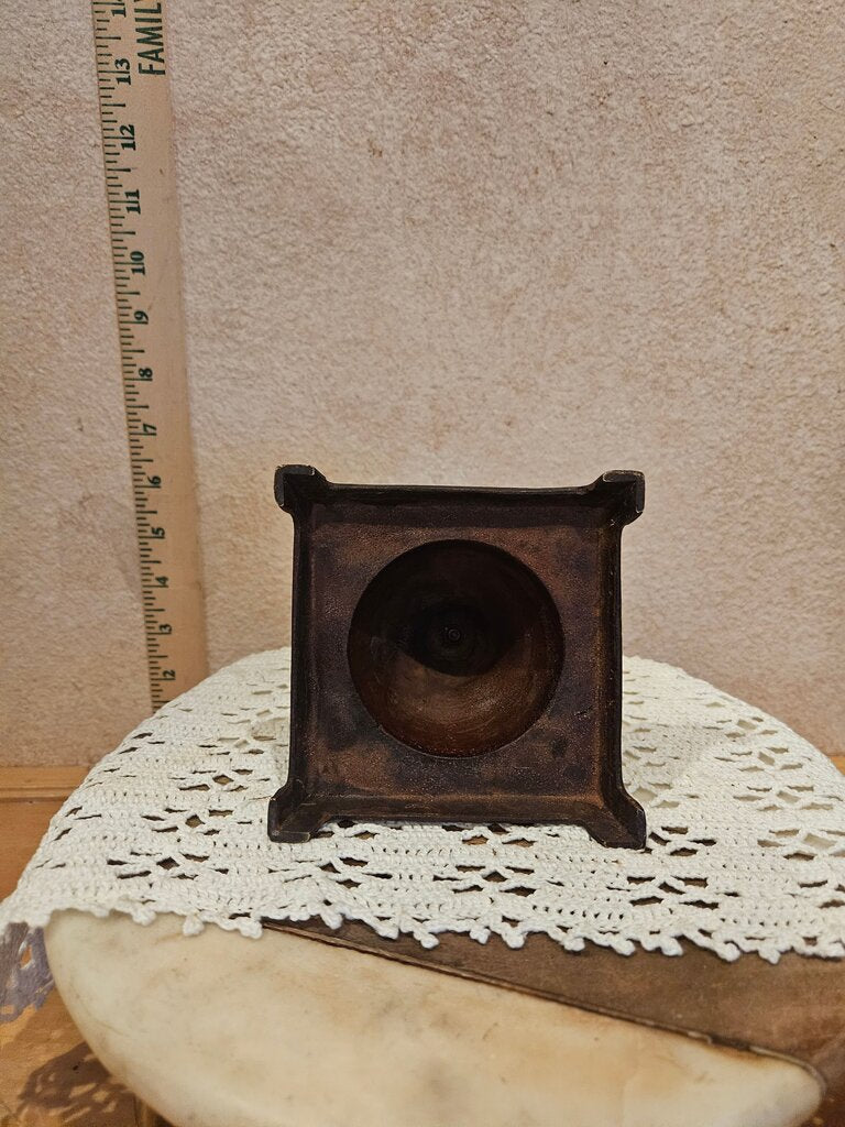 VINTAGE Brutalist DARK BRONZE TONE PILLAR CANDLE HOLDER Riser