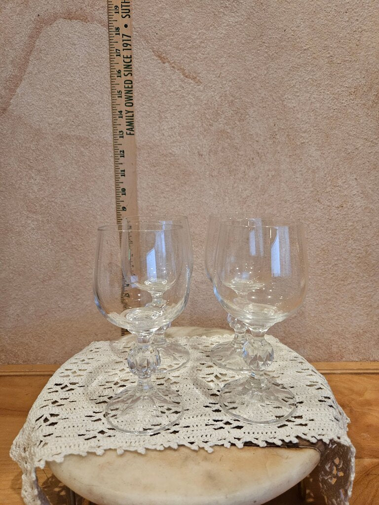 Vintage Crystal Wine or sherry Goblets Claudia Imports Bohemia Hand Blown Glass Poland, Set of 4 Elegant Barware
