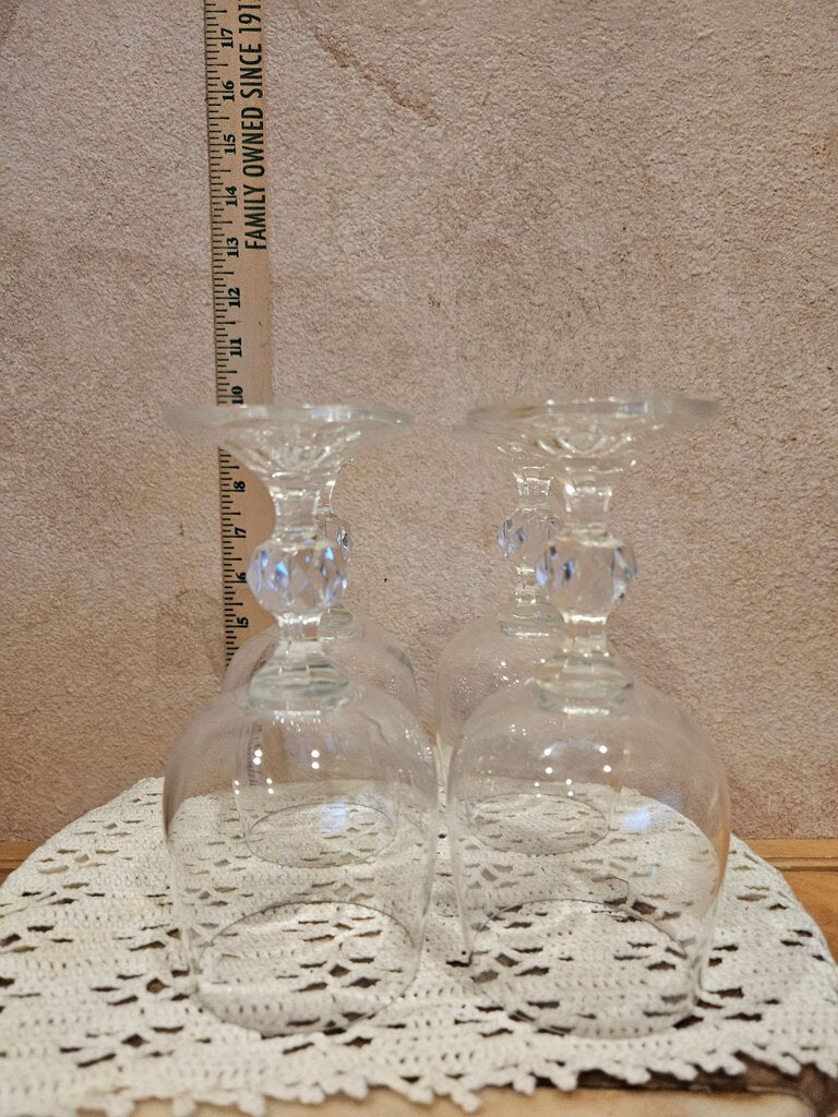 Vintage Crystal Wine or sherry Goblets Claudia Imports Bohemia Hand Blown Glass Poland, Set of 4 Elegant Barware