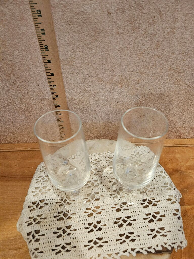 Vintage Crystal Wine or sherry Goblets Claudia Imports Bohemia Hand Blown Glass Poland, Set of 2 Elegant Barware
