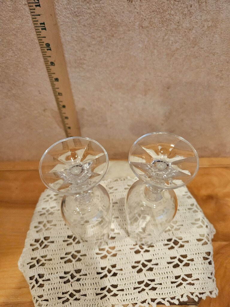 Vintage Crystal Wine or sherry Goblets Claudia Imports Bohemia Hand Blown Glass Poland, Set of 2 Elegant Barware