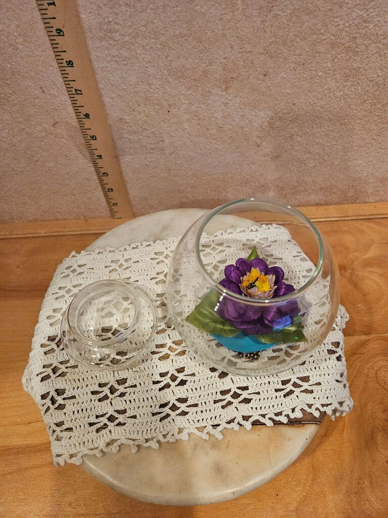 Decorative Glass Jar with Floral Arrangement