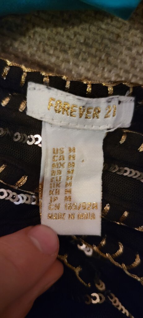 Forever 21 Women's Black Top with Gold Sequins