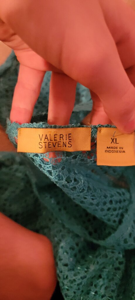 Valerie Stevens Teal Lace XL Top