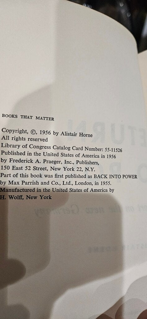 Return to Power by Alistair Horne