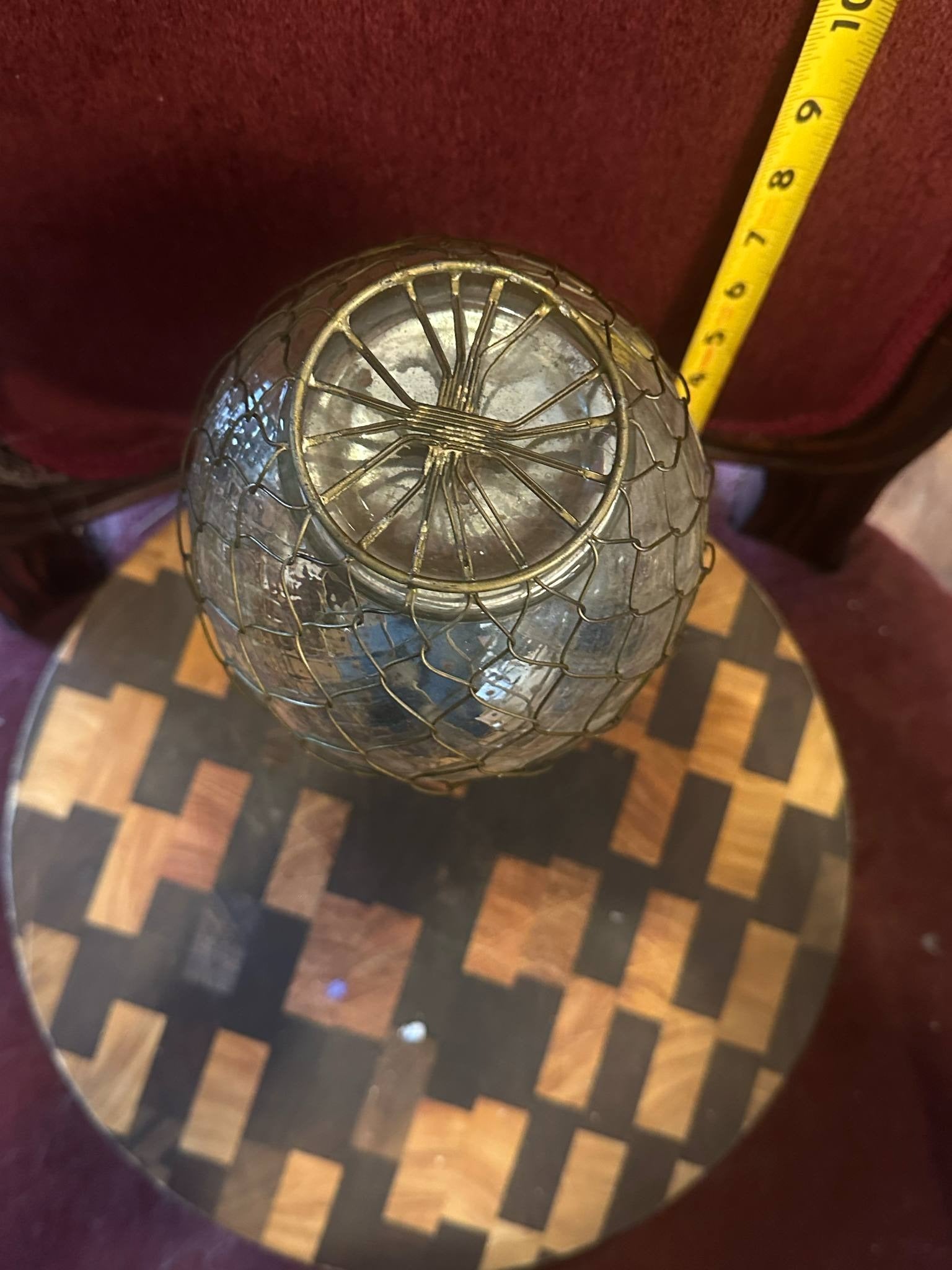Vintage Glass Vase with Wire Netting