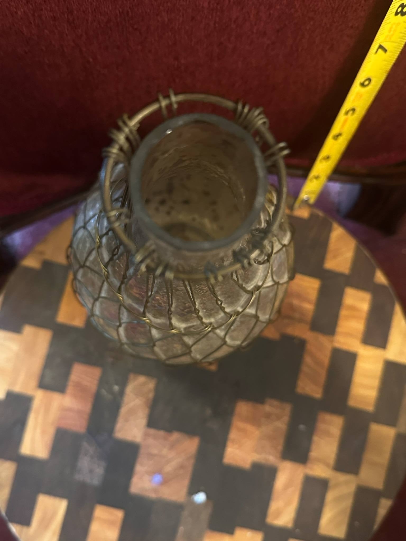 Vintage Glass Vase with Wire Netting
