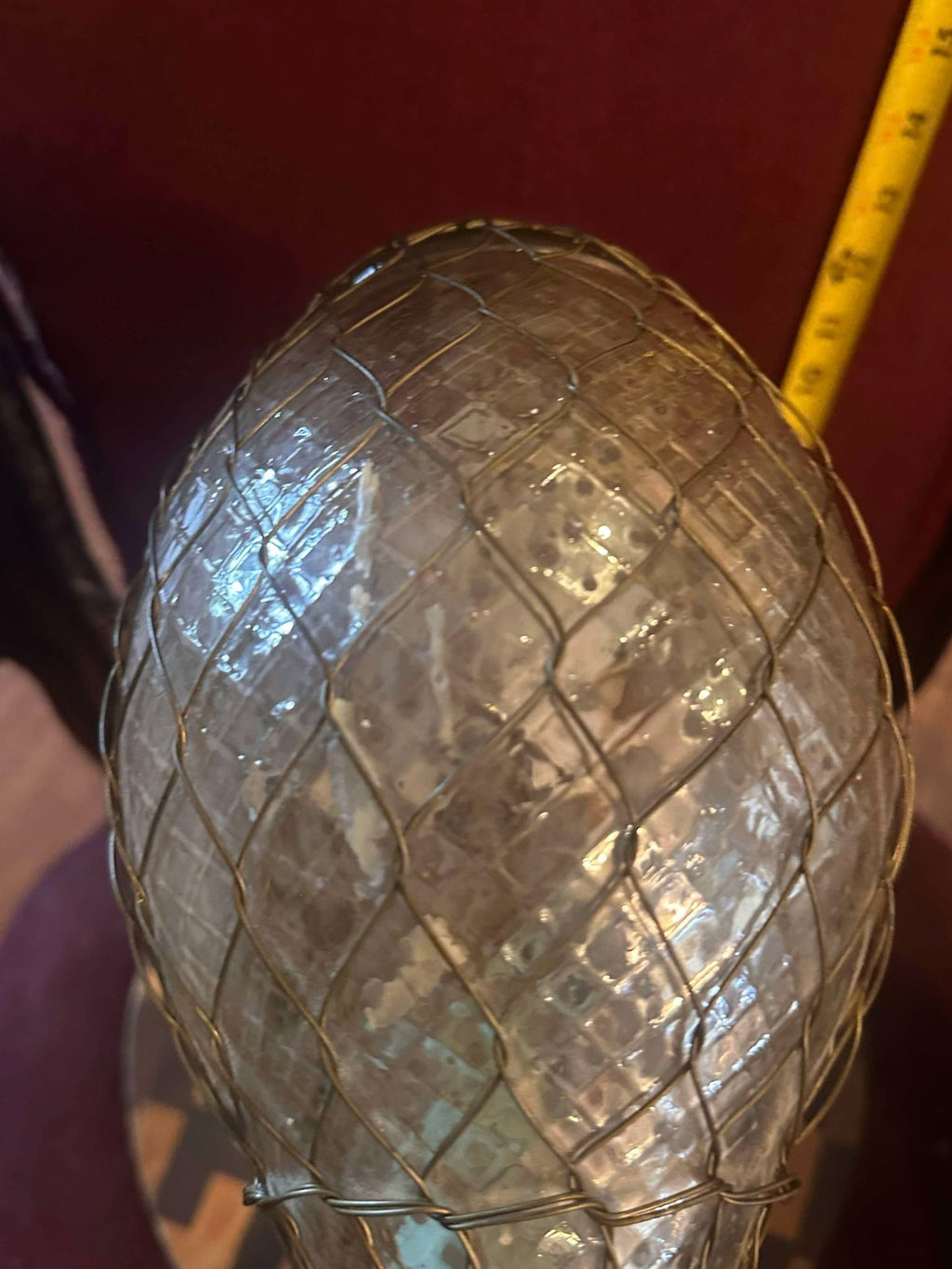 Vintage Glass Vase with Wire Netting